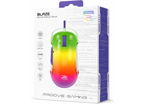 Proove Gaming Blaze Wired Gaming Mouse 12000 DPI - White/Purple