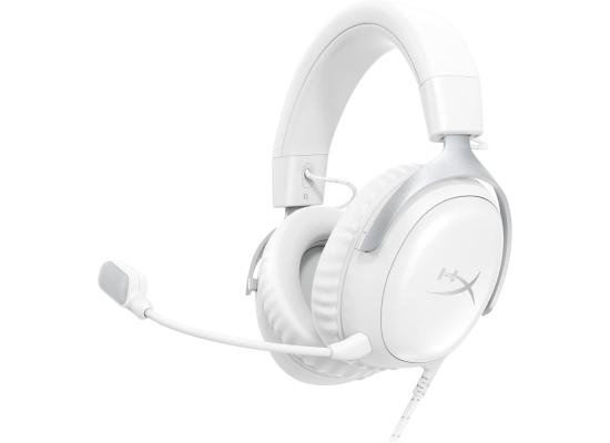 HyperX Cloud III Wired Angled 53mm Drivers DTS Memory Foam Durable Frame Ultra-Clear 10mm Mic USB-C & USB-A 3.5mm For PC, PS5, Xbox Series X|S - White
