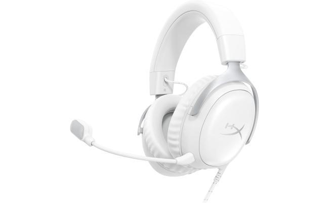 HyperX Cloud III Wired Angled 53mm Drivers DTS Memory Foam Durable Frame Ultra-Clear 10mm Mic USB-C & USB-A 3.5mm For PC, PS5, Xbox Series X|S - White