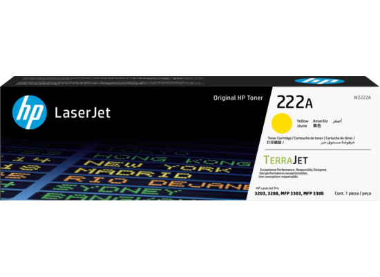 Hp 222a Yellow Original Laserjet Toner Cartridge (W2222a) Compatible With Hp Laserjet Pro 3203, 3288, 3303, 3388 Printers