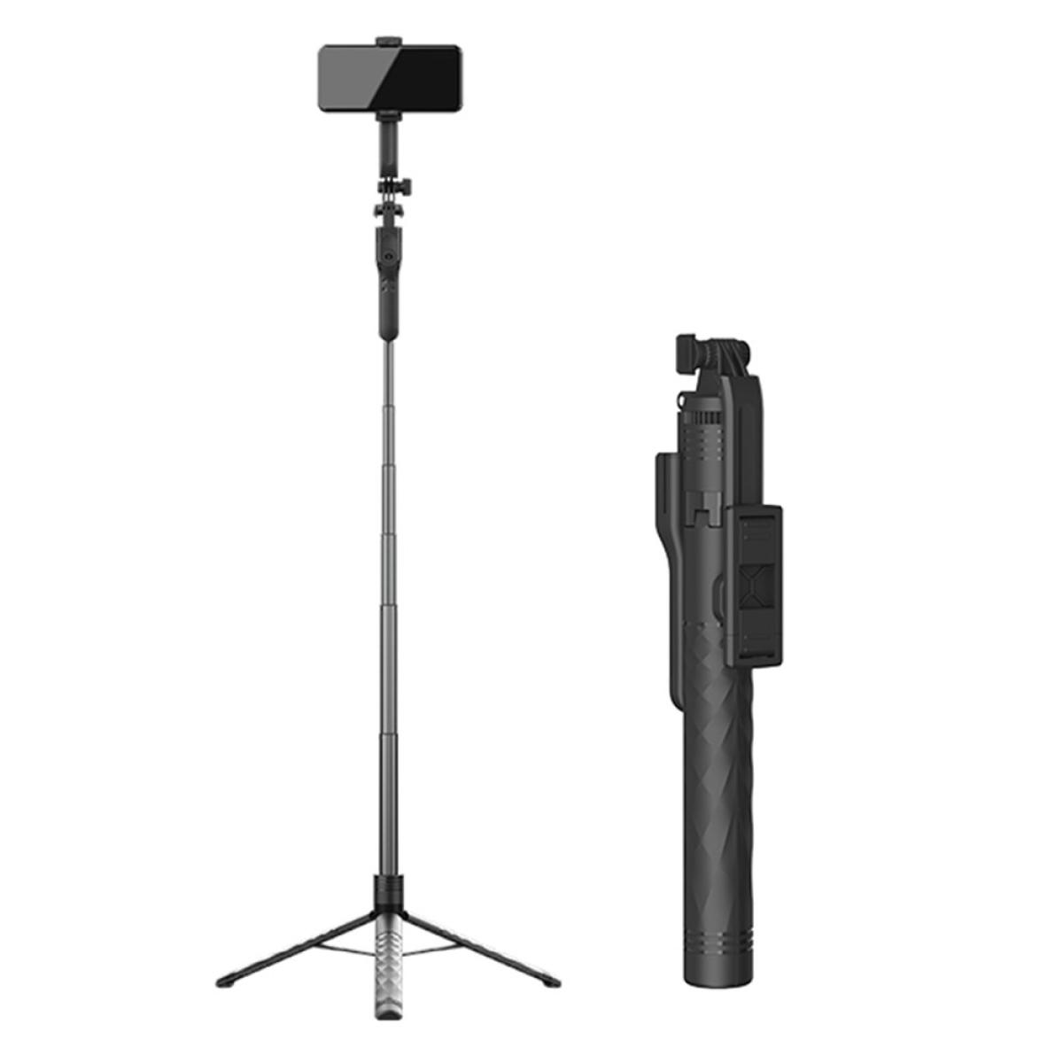 JMARY KT-239 1.75m Telescopic Selfie Stick Tripod Stand Cell Phone Clip Rotation Design Camera Mount Holder - Black