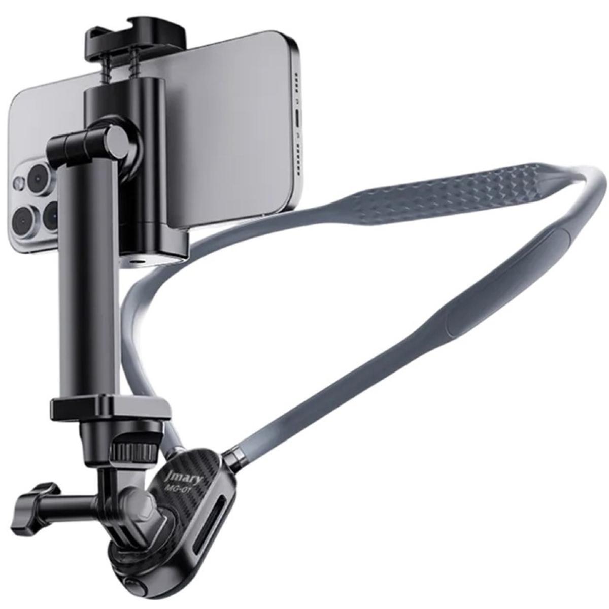 JMARY MG-01 Neck Mount for Phone Action Camera POV / Vlog Selfie Mount Hand Free Holder - Grey