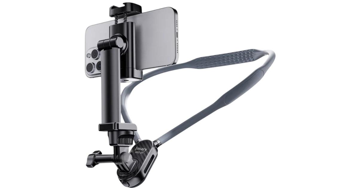 JMARY MG-01 Neck Mount for Phone Action Camera POV / Vlog Selfie Mount Hand Free Holder - Grey