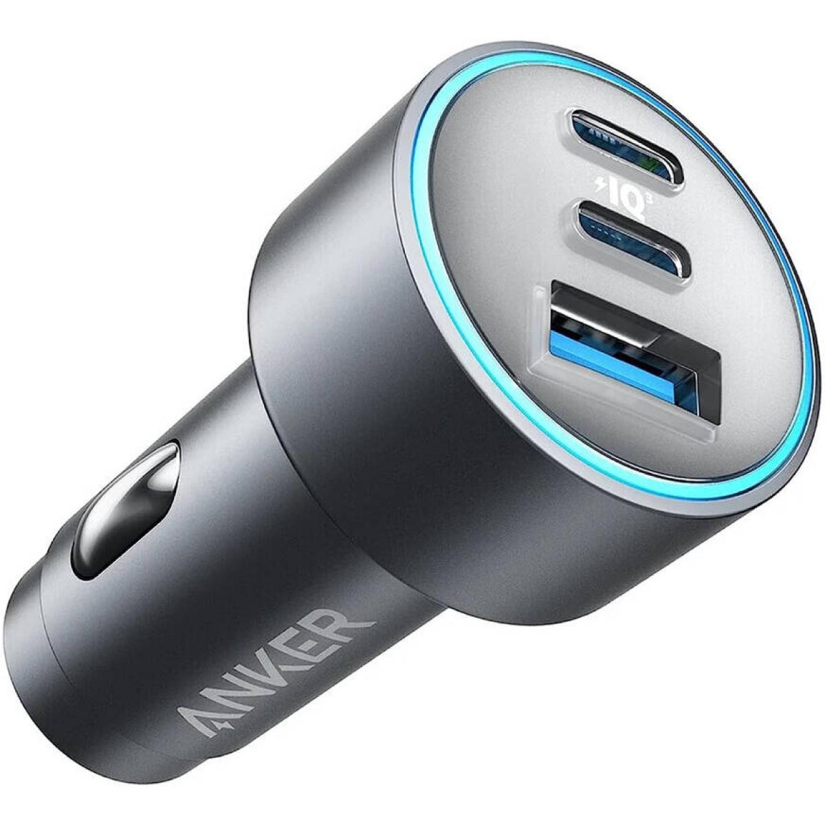 Anker Car Charger, 67W Power, 3 Port Power IQ 3.0 Fast Charging Adapter, Dual USB C And USB A Ports, Compact Design, Active Shield 2.0 Safety System - Black