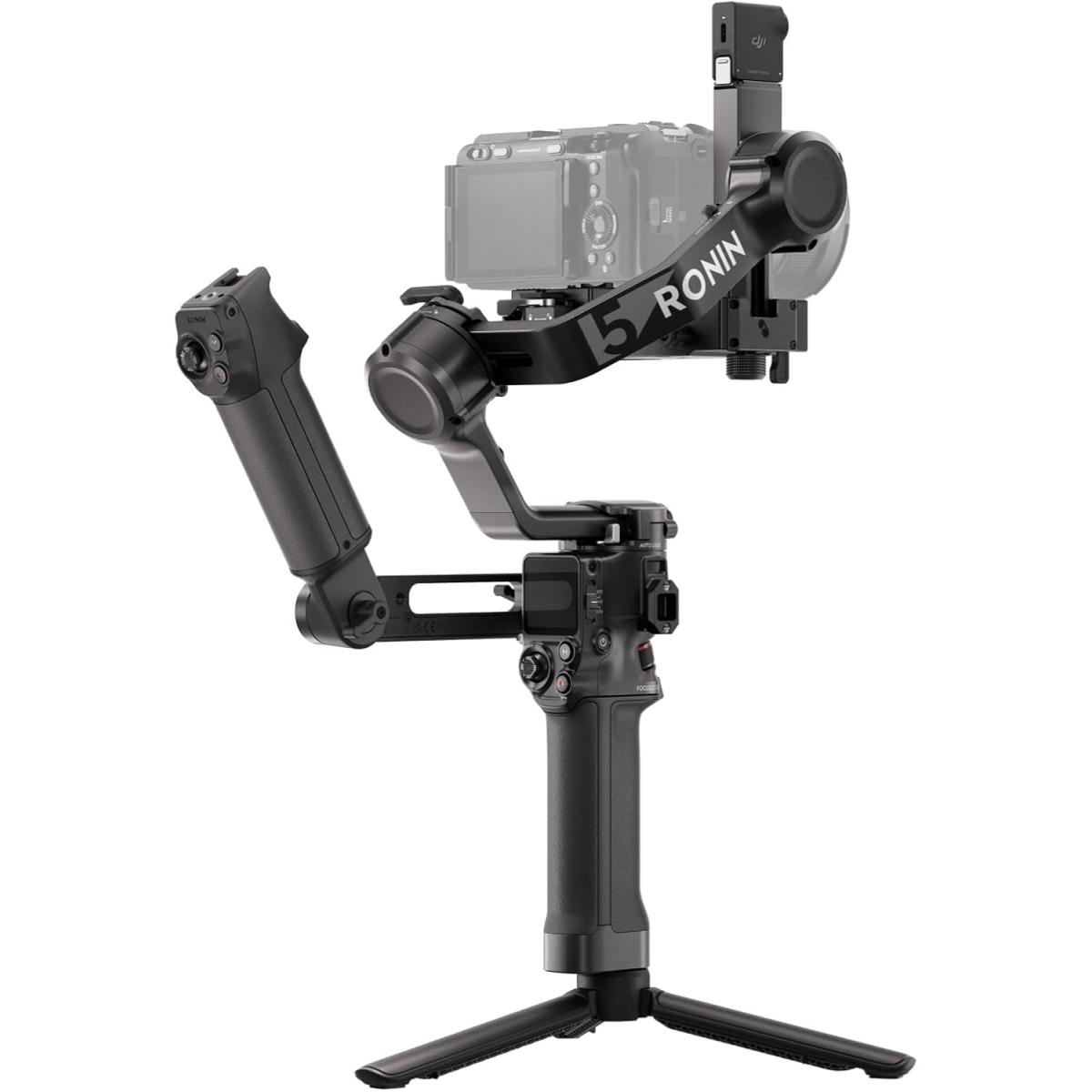 DJI RS 5 Gimbal Combo Kit, 2nd Gen Automated Axis Locks, OLED Touchscreen with Auto-Lock, Z-Axis Vertical Indicator, AI Tracking Module, Briefcase Handle, Black