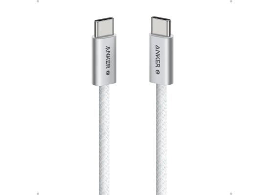 Anker Zolo USB C to USB C Cable, Full-Speed 240W Charging Cable, Dirt-Resistant Unibody, 5.8mm Thickness, 480 Mbps Data Transfer, Durable Braided Exterior, 1M Cable Length, White product thumbnail 2