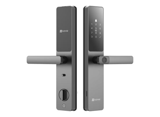 EZVIZ DL05 Smart Fingerprint Door Lock – Wi-Fi & Bluetooth, Fingerprint, Passcode, Proximity Card, Remote Unlock, IP65 Front Panel, Metallic Grey (CS-DL05-R200-WBCP-GR)