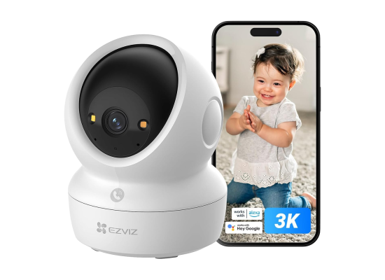 EZVIZ H6C G1 3K Indoor Pan & Tilt Wi-Fi 6 Camera – Human Detection, Auto-Zoom Tracking, Color Night Vision, Two-Way Calling (CS-H6C-R200-1Q5WFL)