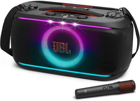 JBL PartyBox On-The-Go 2 - Portable Party Speaker with one Wireless Digital mic, Handle and a Shoulder Strap, Dynamic lightshow, Up to 15 Hours Playtime, Splash Proof & Auracast™ (Black) product thumbnail 2