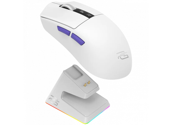 Proove Gaming Jester 8K Tri-Mode Wireless Gaming Mouse 26000 DPI with Charging Dock – White/Purple (WMJSCD022017)