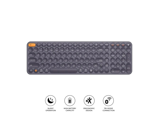 Baseus K01B Wireless Tri-Mode Keyboard – Bluetooth 5.0/3.0, 2.4GHz, US Layout, Frosted Grey (B00955504833-00)