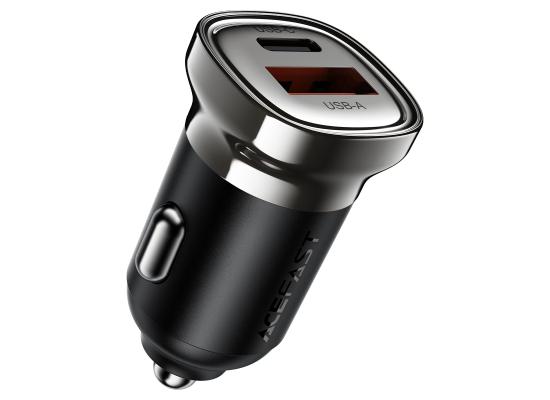 ACEFAST B19 PD30W USB-C + USB-A Car Charger - Metal Grey