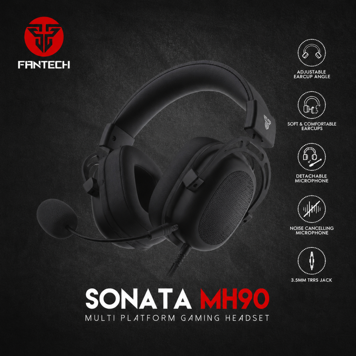 Fantech SONATA MH90 Wired 3.5 mm Multi-Platform Gaming Headset Black Fantech SONATA MH90 Wired 3.5 mm Multi-Platform Gaming Headset Black