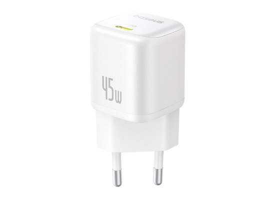 Baseus PicoGo GaN6 Pro Ultra-Mini USB-C Fast Charger 45W EU – Moon White