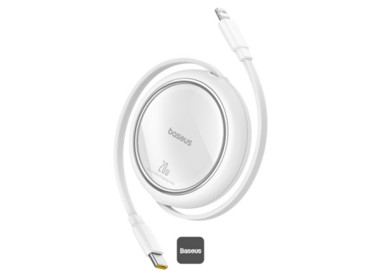 Baseus Free2Pull Mini Retractable USB-C to Lightning Fast Charging Data Cable 20W 1m – White