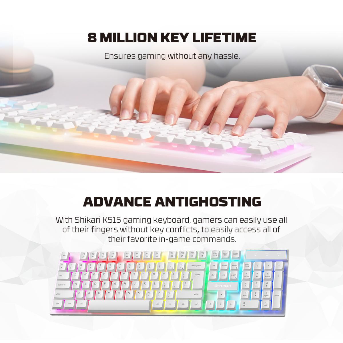 Fantech P51 5-in-1 Gaming Combo Set with Keyboard, Mouse, Headset, Mousepad & Headset Stand - White Fantech P51 5-in-1 Gaming Combo Set with Keyboard, Mouse, Headset, Mousepad & Headset Stand - White