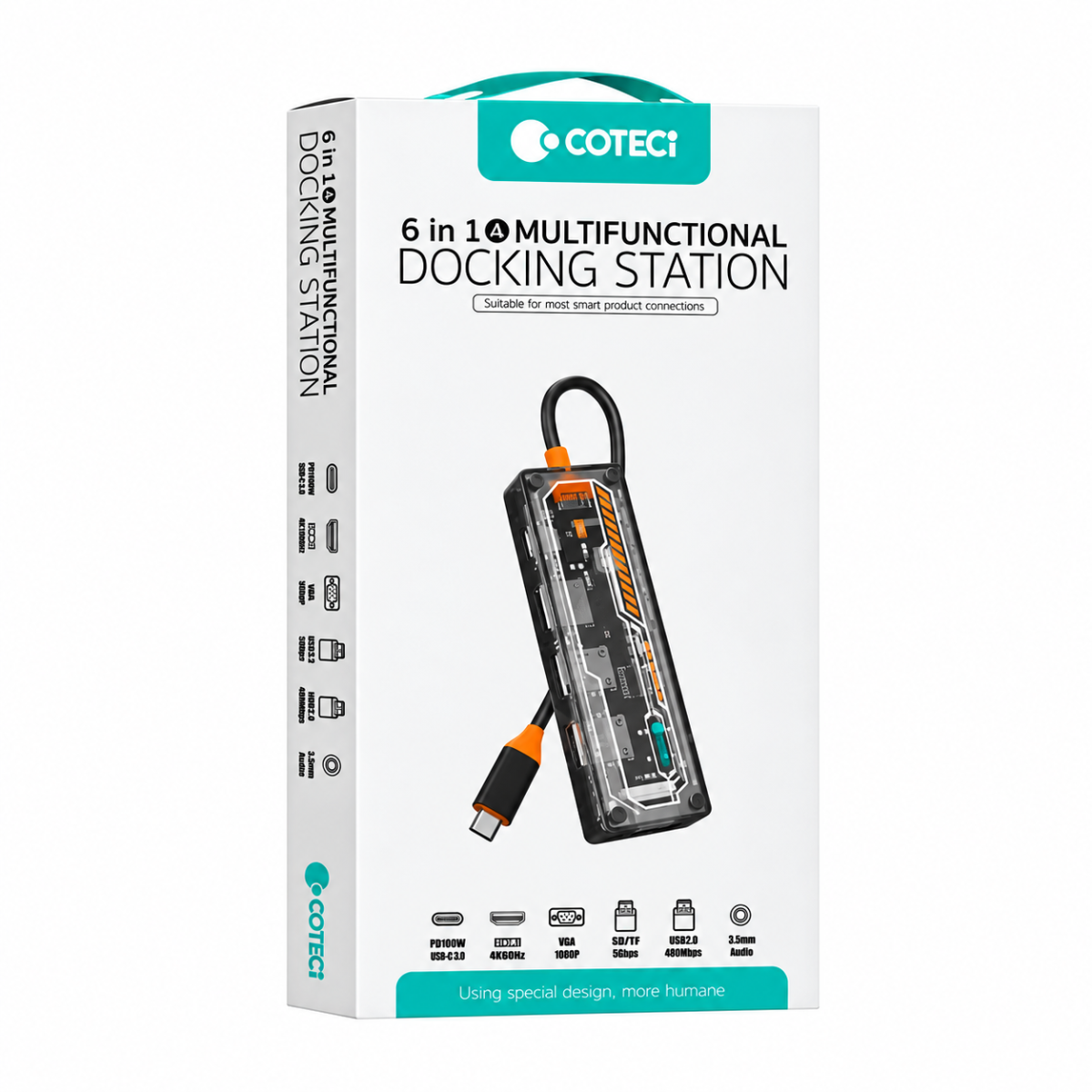 COTECi 16017 Punk 6-in-1 (A) Docking Station Gray COTECi 16017 Punk 6-in-1 (A) Docking Station Gray