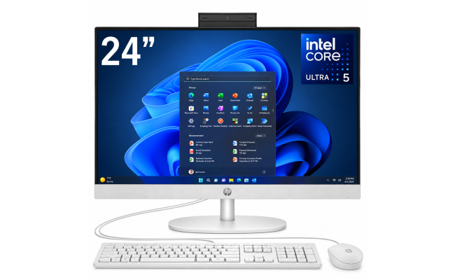 HP All-in-One 24-cr1044ne PC (2025) Intel Ultra 5 12-Cores w/ 24" IPS Full HD 99% sRGB Display - White