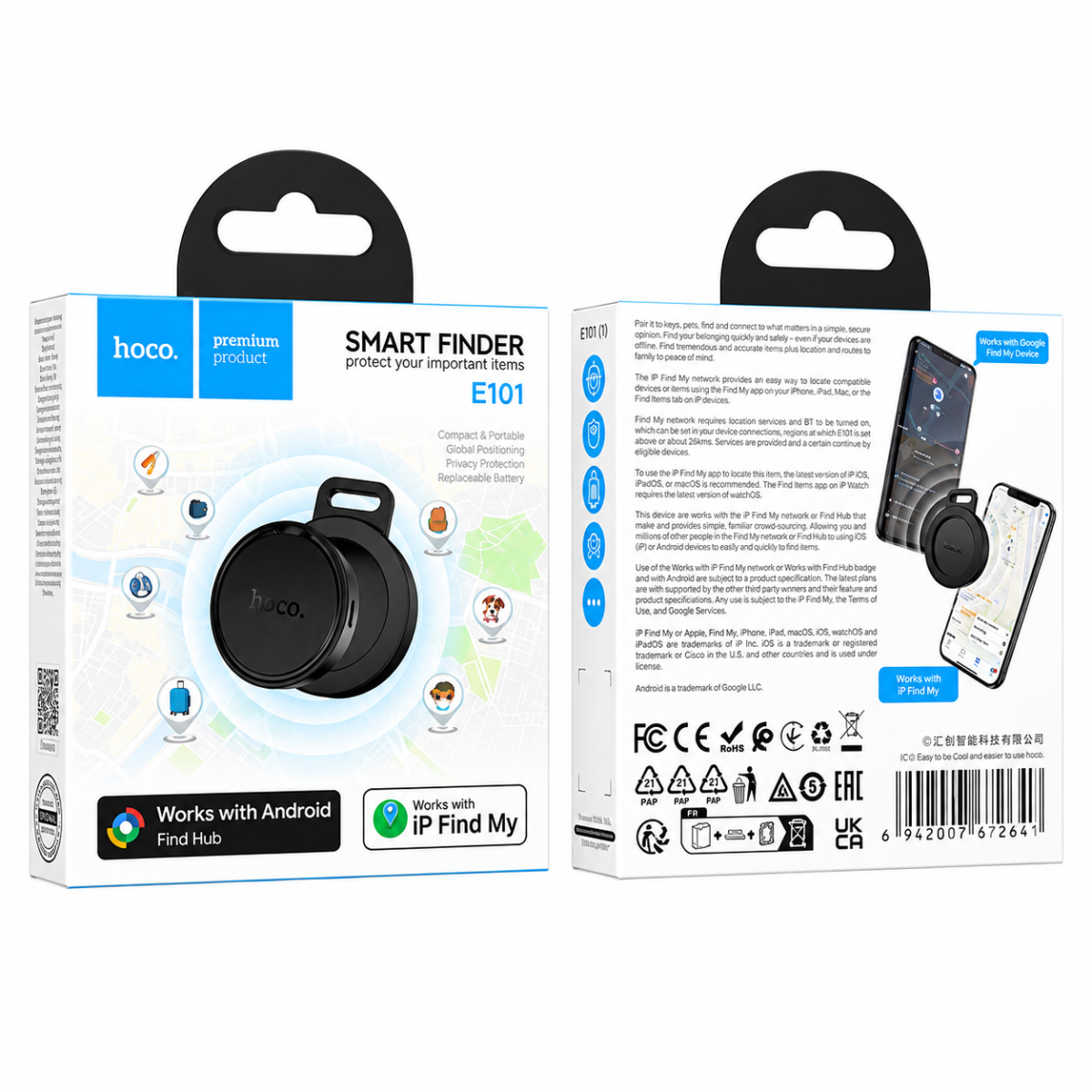 HOCO E101 Easy to Find Dual-System Bluetooth Anti-Lost Tracker Black HOCO E101 Easy to Find Dual-System Bluetooth Anti-Lost Tracker Black