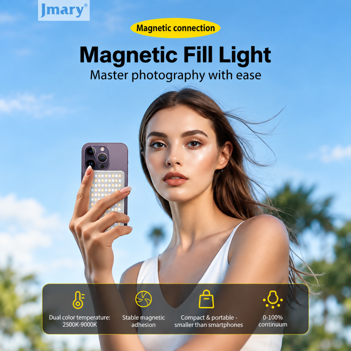 JMARY FM-168R Magnetic Video Fill Light CCT Mode 10W JMARY FM-168R Magnetic Video Fill Light CCT Mode 10W