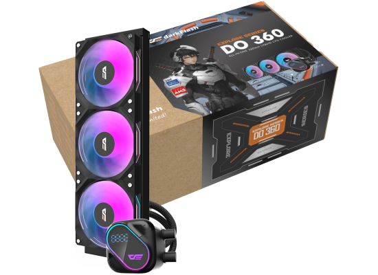 darkFlash DO360 All-in-one Liquid CPU Cooler, High-Performance Pump, ARGB Sync, Segment LCD Screen - Black