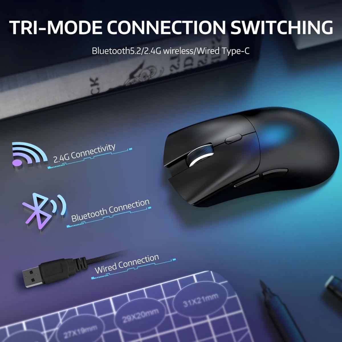 ATTACK SHARK R1 Tri-Mode Wireless Gaming Mouse Black ATTACK SHARK R1 Tri-Mode Wireless Gaming Mouse Black