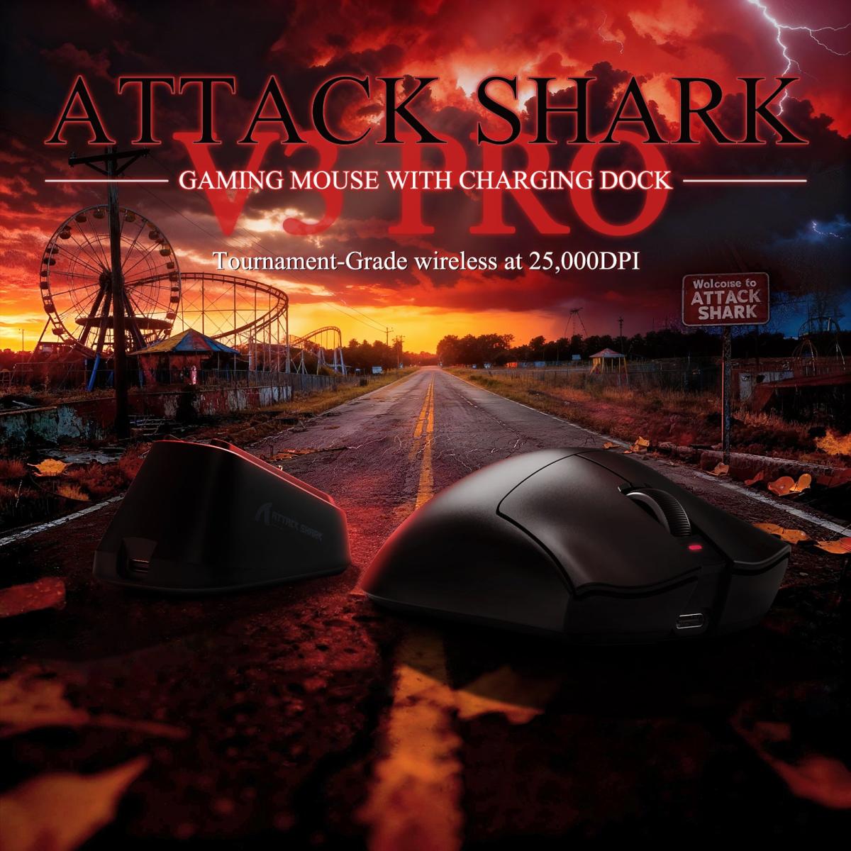 ATTACK SHARK V3 PRO Tri-Mode Wireless Gaming Mouse Black with RGB Charging Dock ATTACK SHARK V3 PRO Tri-Mode Wireless Gaming Mouse Black with RGB Charging Dock