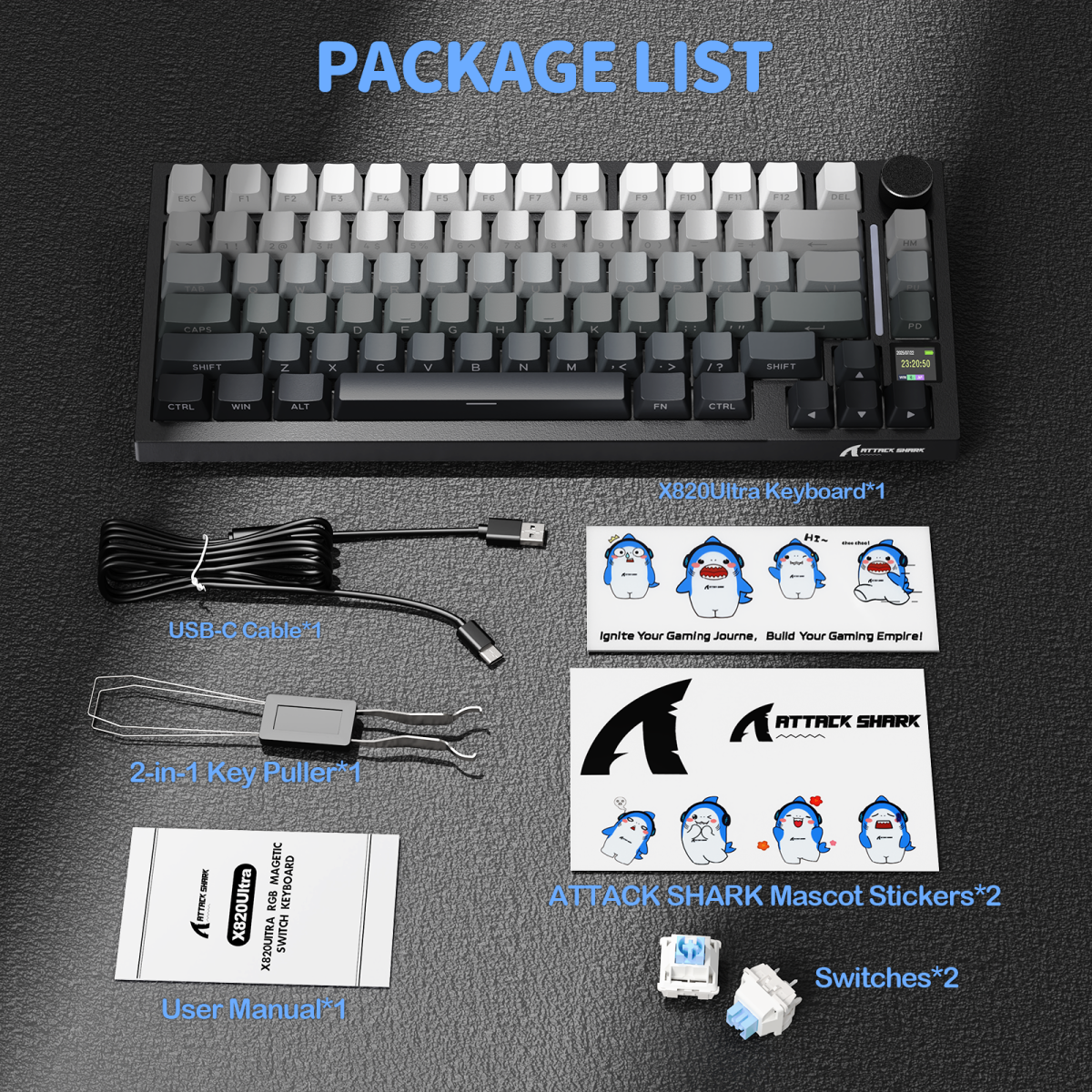ATTACK SHARK X820 ULTRA Tri-Mode Mechanical Keyboard Moon Night – Gift Switch ATTACK SHARK X820 ULTRA Tri-Mode Mechanical Keyboard Moon Night – Gift Switch