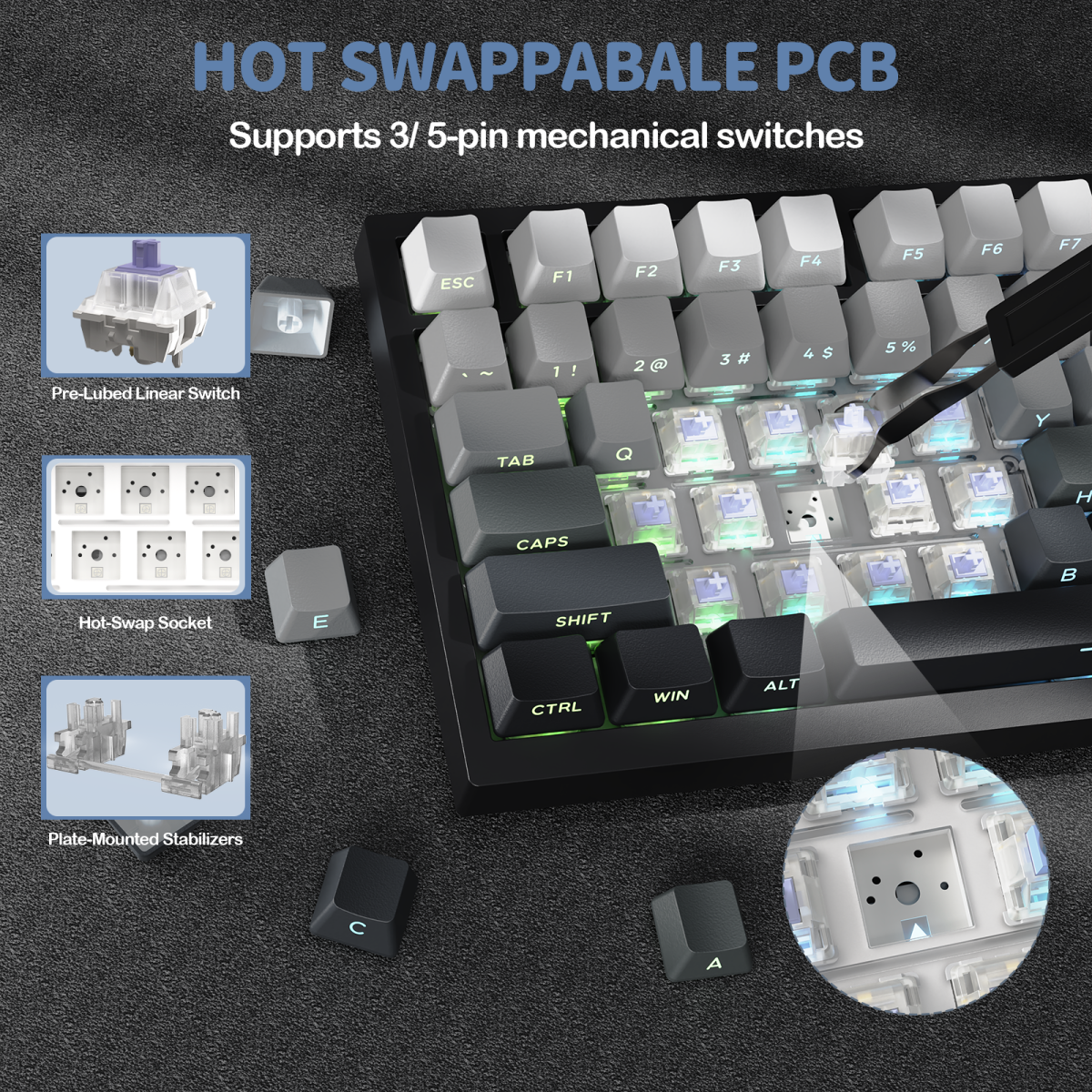 ATTACK SHARK X820 ULTRA Tri-Mode Mechanical Keyboard Moon Night – Gift Switch ATTACK SHARK X820 ULTRA Tri-Mode Mechanical Keyboard Moon Night – Gift Switch