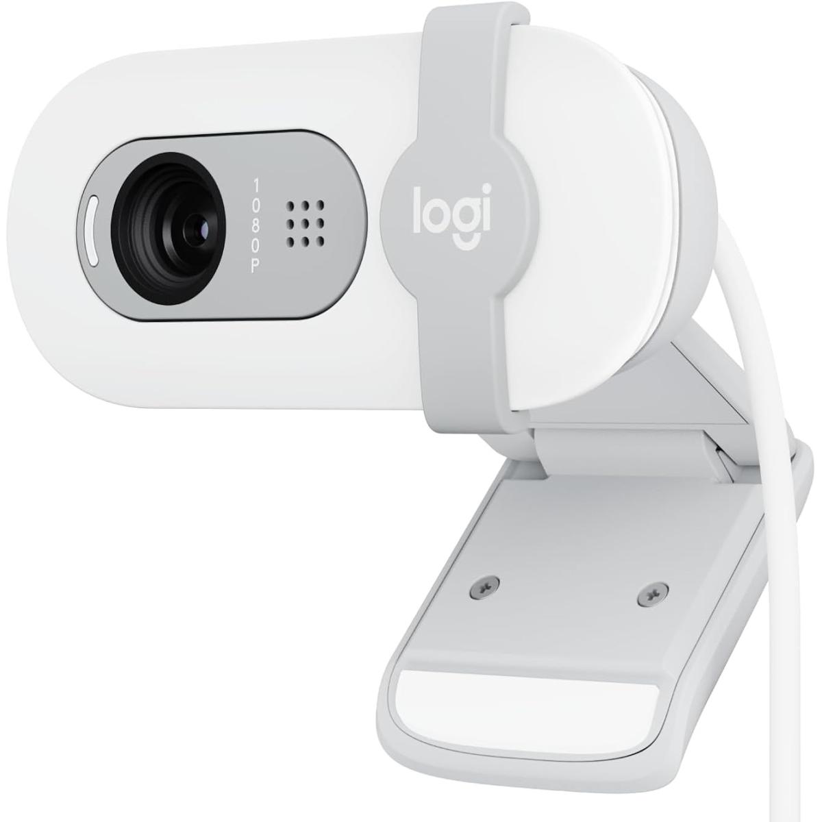 Logitech Brio 100 Full HD 1080p Webcam For Meetings & Works Auto-Light Balance w/ Built-in Mic & Privacy Shutter USB-A - White