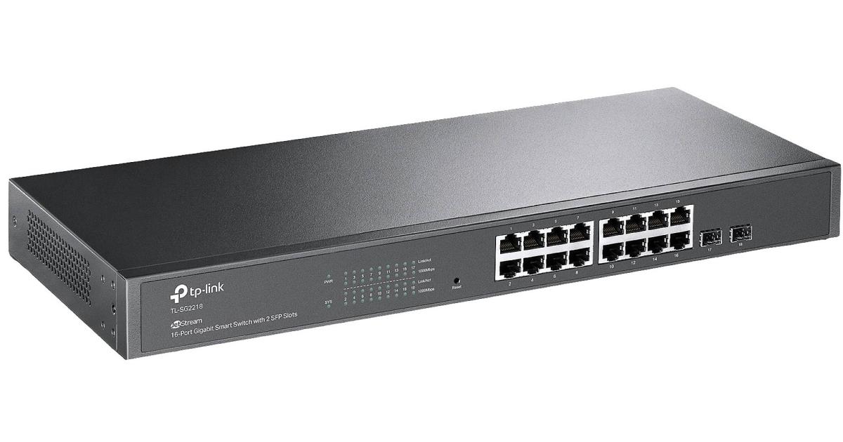 TP-Link JetStream TL-SG2218 16 منفذ جيجابت محول ذكي مُدار 2 فتحات SFP Omada SDN IntegratedL2/L3/L4 QoS