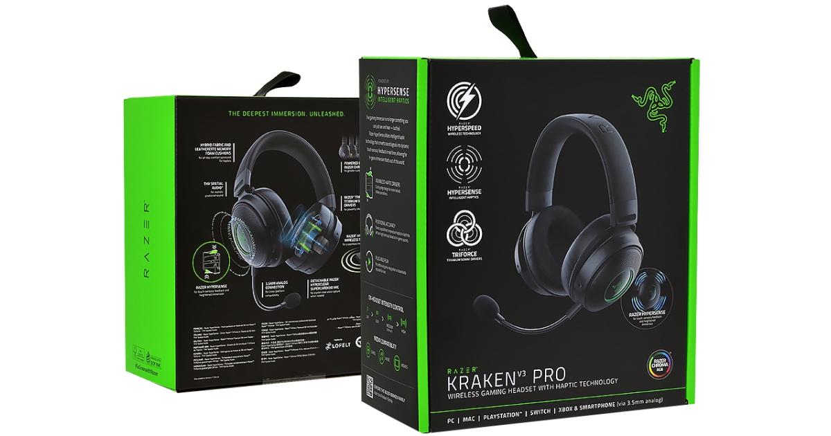 Razer Kraken V3 Pro تقنية اللمس اللاسلكية THX 7.1 Surround TriForce Titanium 2.0 بوصة Chroma RGB