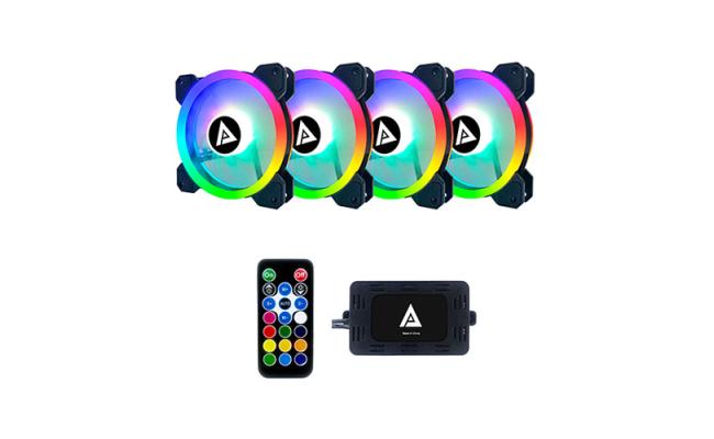 Apevia TL412 TWILIGHT 4x Silent Dual Ring Addressable RGB Color Fan