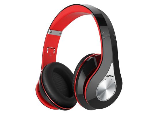 Mpow 059 Wireless & Bluetooth 5.0 Headset Hands-Free Calls Premium Battery, Red