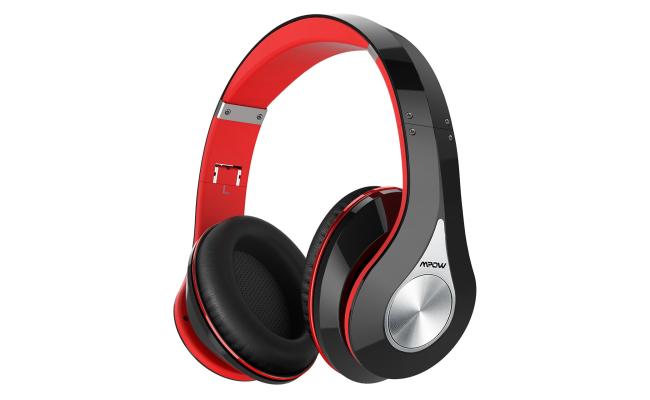 Mpow 059 Wireless & Bluetooth 5.0 Headset Hands-Free Calls Premium Battery, Red