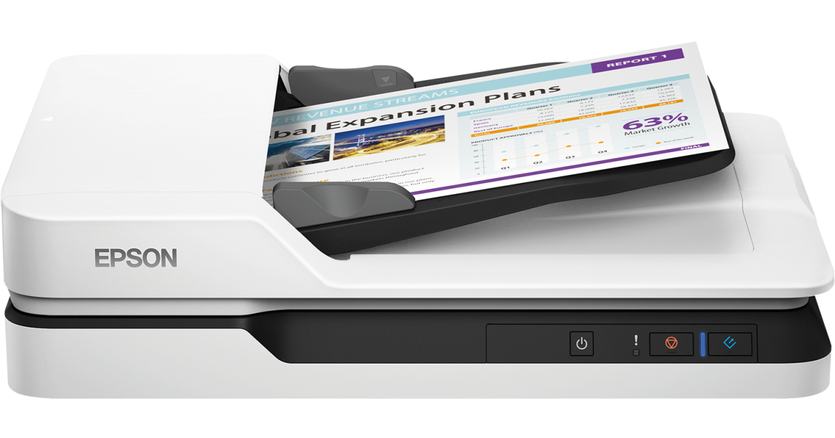 ماسح ضوئي مسطح ملون من EPSON WorkForce DS-1630 مزدوج USB يصل إلى 25 صفحة في الدقيقة