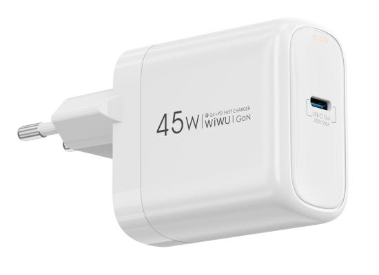 WiWU Wi-U035 Ark Wall Charger 45W PD GaN Fast Charger - White