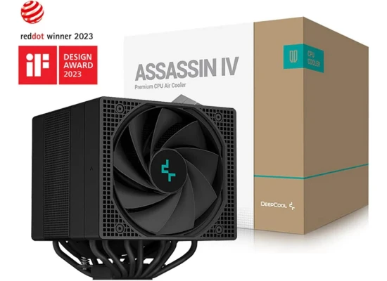 DeepCool Assassin IV Premium Air Cooler 7 Heat Pipes Dual-Tower 1700RPM 140/120mm FDB Fans PWM 100% 280w TDP For Intel & AMD , Black