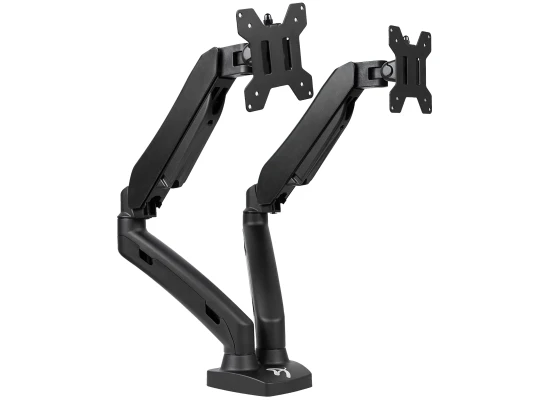 Arozzi Alzare Dual Gas Lift Monitor Arm 360° Screen Rotation Cable Management - Black