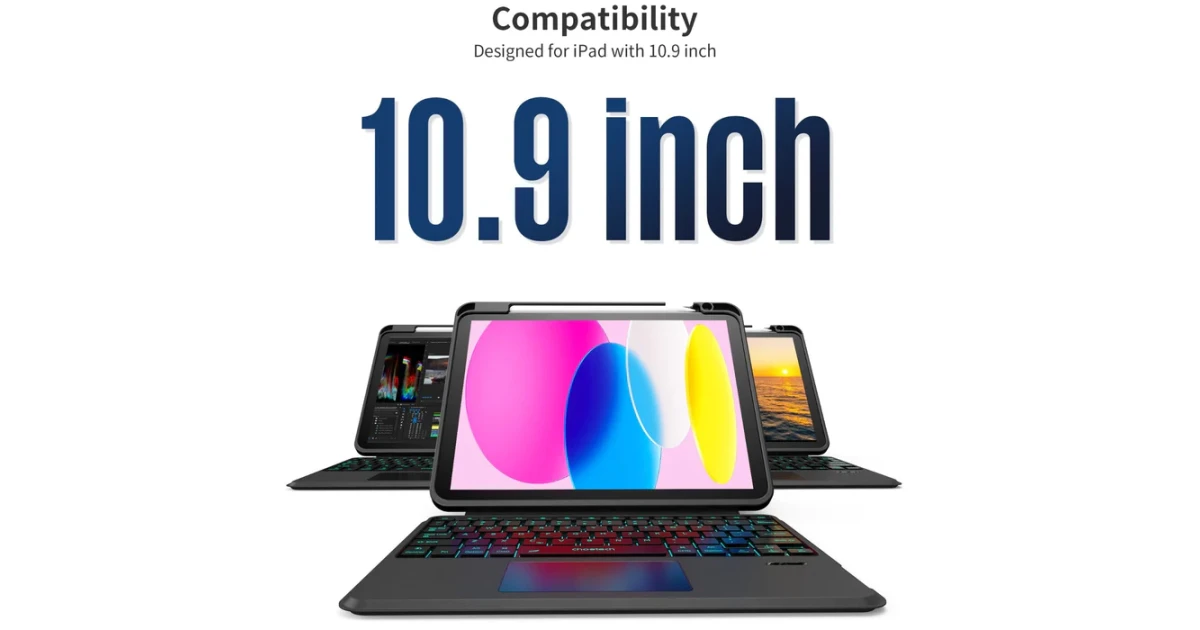 Choetech BH-017 Wireless Keyboard Case for iPad 10.9" Arabic / English Layout (Black)