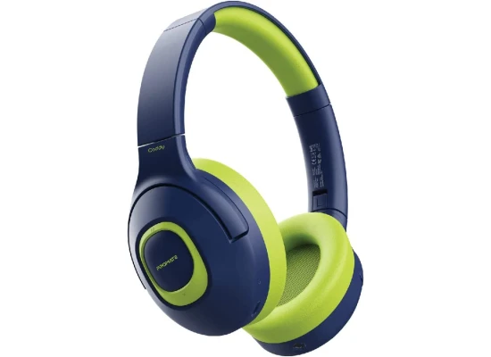 Promate Coddy Kids Wired/Wireless Adjustable Safe Volume Limit 85dB to 93dB AUX Share-Port Built-In Dual Mic & 20H Playtime - EMERALD