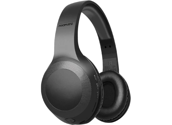 Promate LaBoca Wire & Wireless Headphone Deep Bass Bluetooth v5.0 w/ MicroSD Playback 5H Playtime Built-In Mic & Control - Black