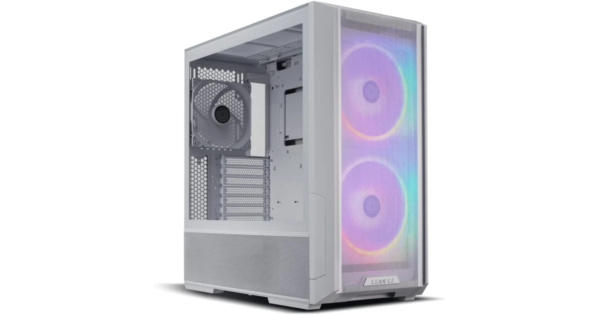 LIAN LI Lancool 216RW MESH High Airflow ARGB Mesh Front Panel w/ 3 PWM Fans w/ USB Type-C - White