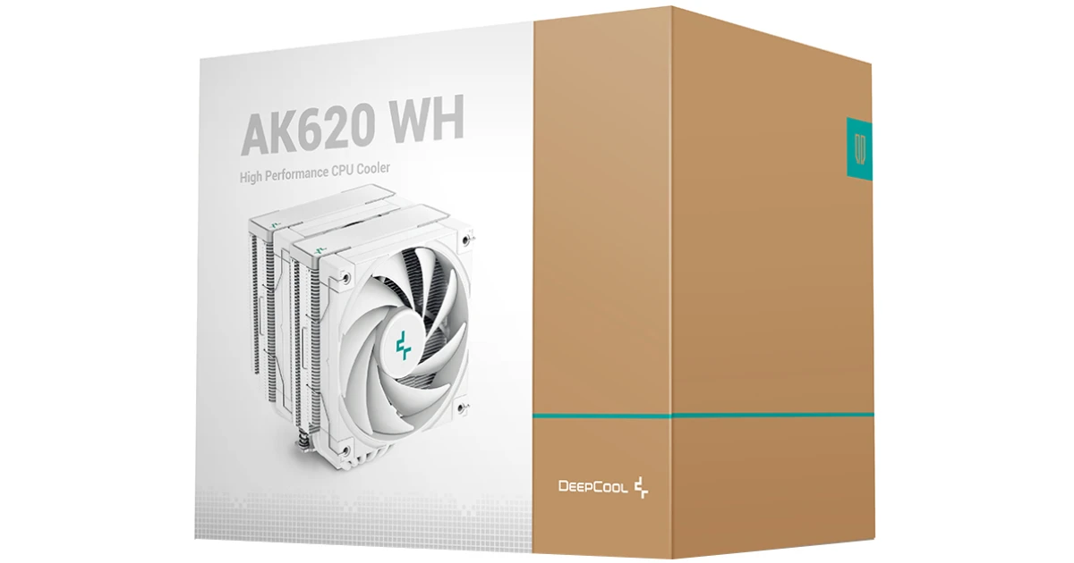 DeepCool AK620 White CPU Air Cooler Mighty 260w TDP 6 Copper Heat Pipes Dual-Tower CPU Cooler w/ FK120 Fans 120mm PWM 1850RPM