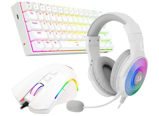 REDRAGON S129W GAMING 3 IN 1 COMBO ( K630 Mechanical Red Switches Keyboard + H350 Pandora 2 Heatset + M607 Griffin  Mouse ) - White