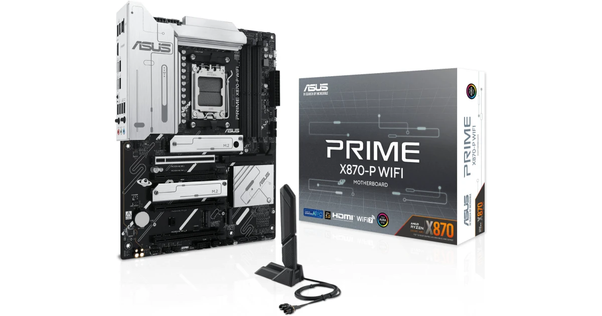 ASUS Prime X870-P WIFI 7 AMD X870 AM5 ATX 4x M.2 Slots DDR5 USB 3.2 Gen 2x2 Type-C® USB4® Header & 2.5Gb Ethernet