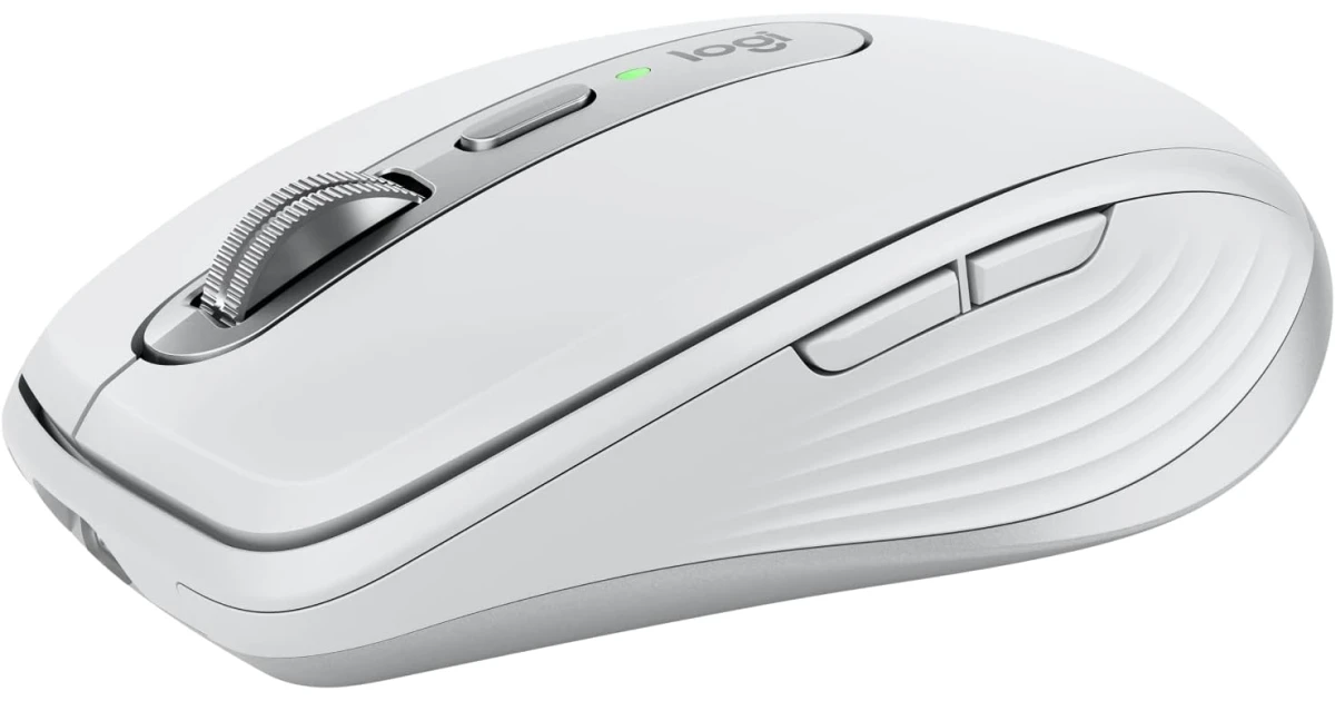 Logitech MX Anywhere 3S Fast Scrolling 8K DPI Any-Surface Tracking Quiet Clicks Programmable Buttons, USB C, Bluetooth, Windows PC, Linux, Chrome, Mac - Pale Grey