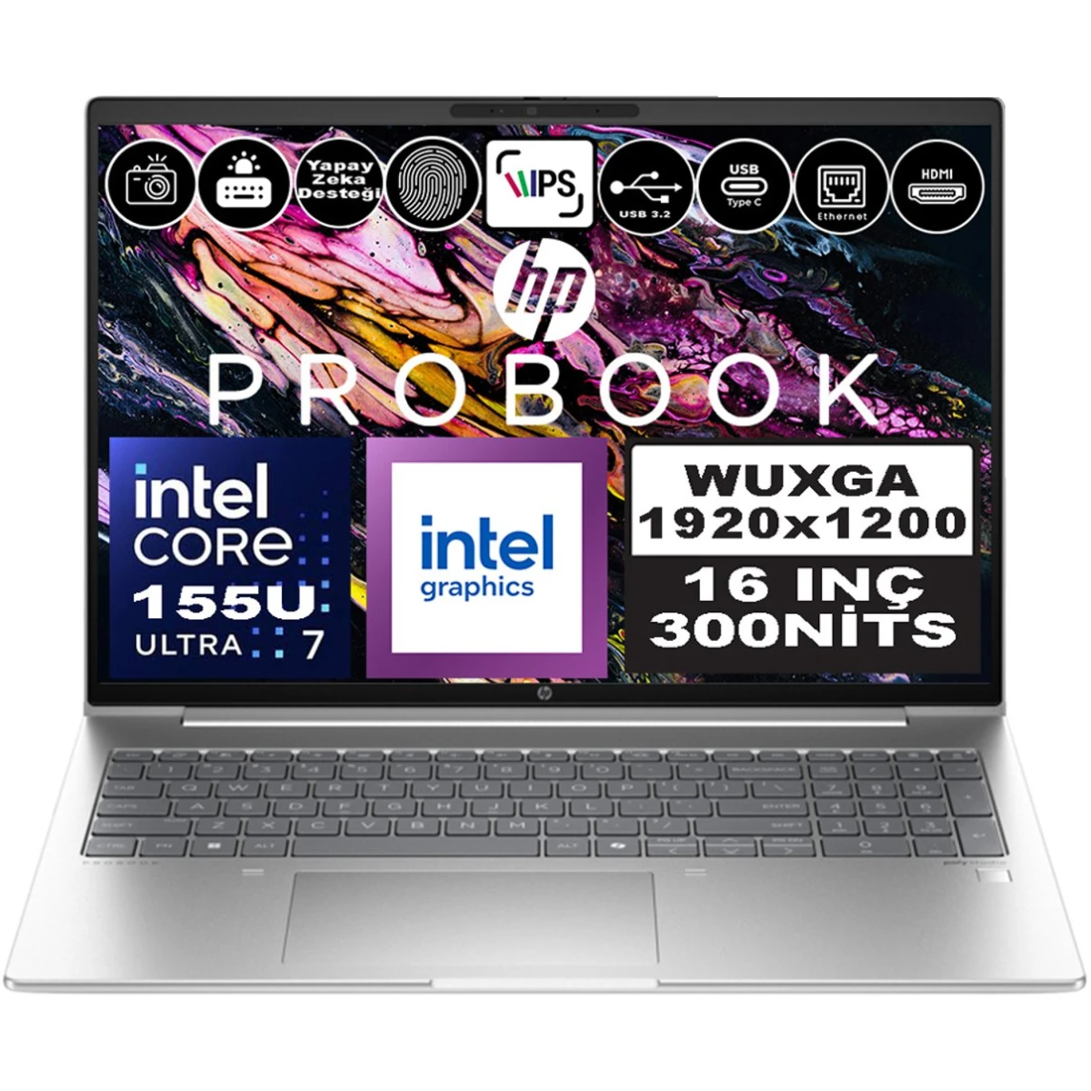 HP ProBook 460 G11 (2024) Intel Core Ultra 7 155U 12-Core For Everyday Business Performance Protected by HP Wolf Security W/ DDR5 Memory & 16" IPS Display - Pike Silver