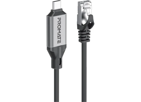 Promate Clink-RJ45 Ultra-Fast Ethernet to USB-C Adapter Cable with 1000Mbps RJ45 Input 5M Tangle-Free Cable Seamless USB-C 3.2 Output for High-Speed Internet