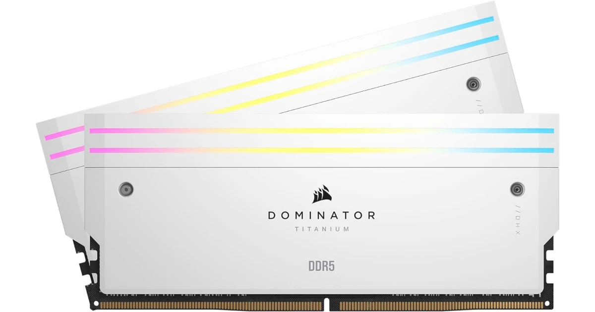 CORSAIR Dominator Titanium RGB 32GB (2 x 16GB) 288-Pin PC RAM DDR5 6000 (PC5 48000) Desktop Memory - White